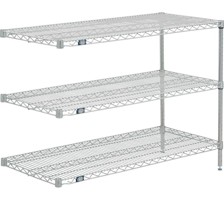 Nexel 3 Shelf, Poly-Z-Brite Wire Shelving Unit, Add On, 48inW x 14inD x 34inH B3152264